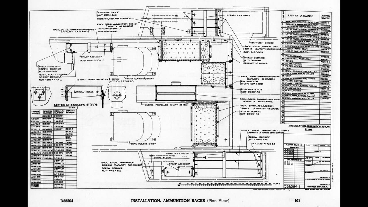 M3 Stewart US Army Tank WW2 ORIGINAL BLUEPRINTS