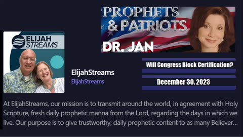 Dr. Jan 12-30 Will congress try to Block Certification? And looking Fwd. Audio Only