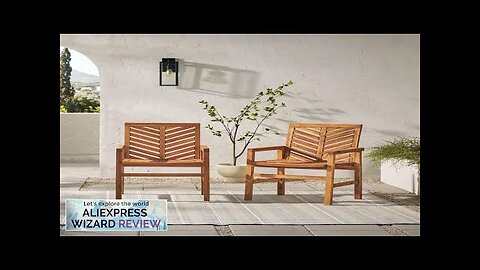 Walker Edison 2 Piece Outdoor Patio Chevron Wood Chair Set All Weather Review