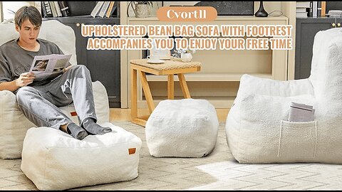 Bean Bag Chair for Adults with Ottoman