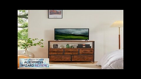 JHK TV Stand Dresser For Bedroom With 5 Fabric Drawers Storage Closet Review