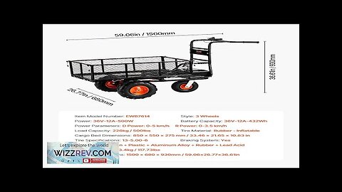 Electric Utility Cart 500lbs Capacity Power Wagon 36V 432W Wheelbarrow Review