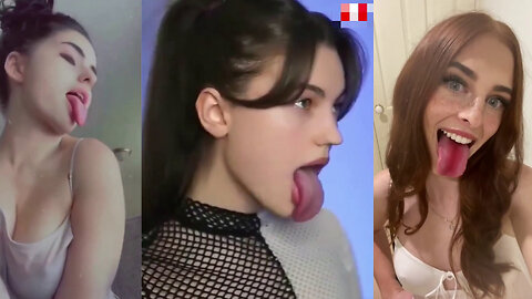 Girl Long Tongue - Big bank tiktok challenge ❤️‍ClipchampGirls 2025