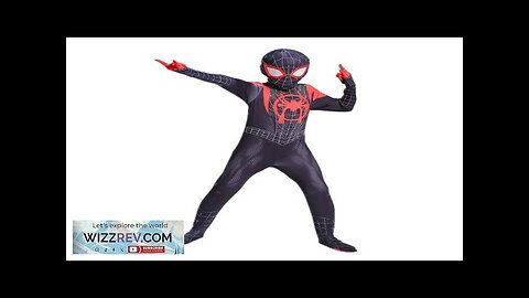 Kids Superhero Bodysuit Miles Cosplay Peter Parker Cartoon Costume Halloween Hooded Set Review