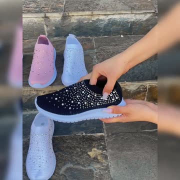 Women's Rhinestone Decor Slip-on Sneakers