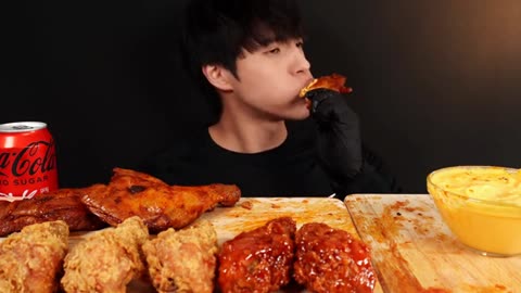 FRIED CHICKEN & BBQ GRILLED CHICKEN MUKBANG ASMR EATING SOUNDS