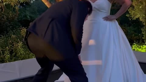 Groom Tears Wedding Dress Seam During Trampoline Bounce