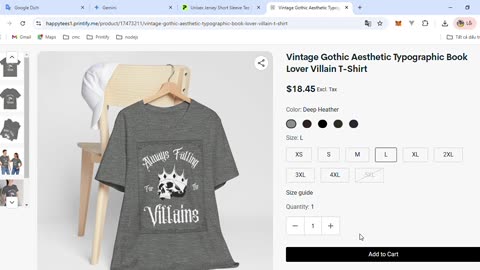 Vintage Gothic Aesthetic Typographic Book Lover Villain T-Shirt