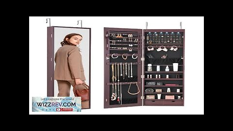 VEVOR Mirror Jewelry Cabinet 47.05in Lockable Wall or Door Mounted Armoire Brown Review