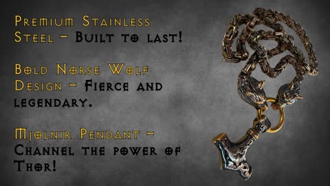 Vikings Wolf Mjolnir Stainless Steel King Chain Necklace