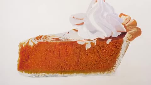 Painting a Realistic Pumpkin Pie Timelapse