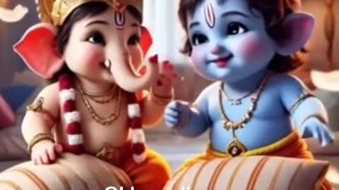 Cute Ganpati And Lord Krishna 🥰🥰