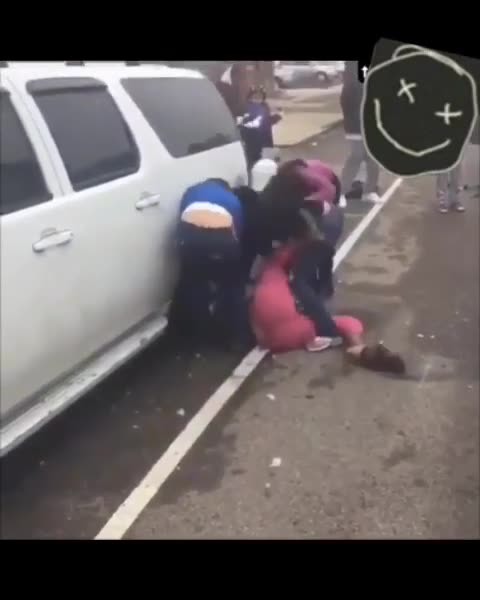 Lady In Pink Pants Gets Beat By A Bunch Of Sheboon Bullies
