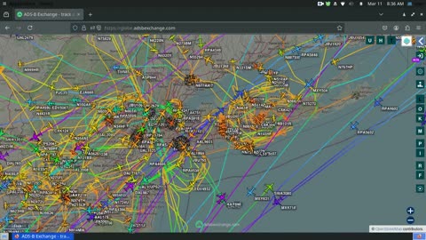 Another New York New Jersey Air Plane Mafia Traffic Time Lapse for March 11th 2025 - no audio -