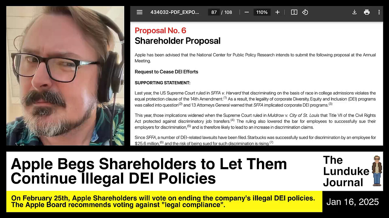 Apple Begs Shareholders to Let Them Continue Illegal DEl Policies