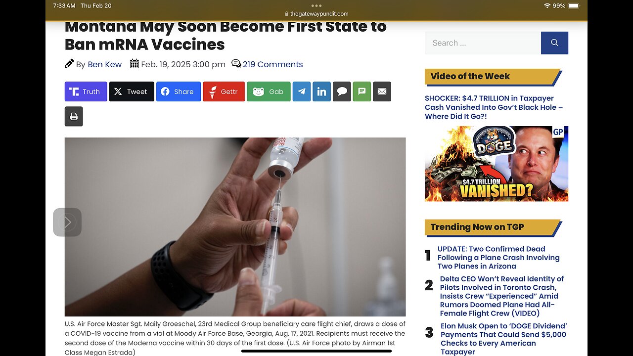 Montana May Soon Become First State to Ban mRNA Vaccines (Related links in description)