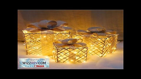 Christmas Decorations New Creative Gold with Lights Hollow Luminous Gift Box Hotel Review