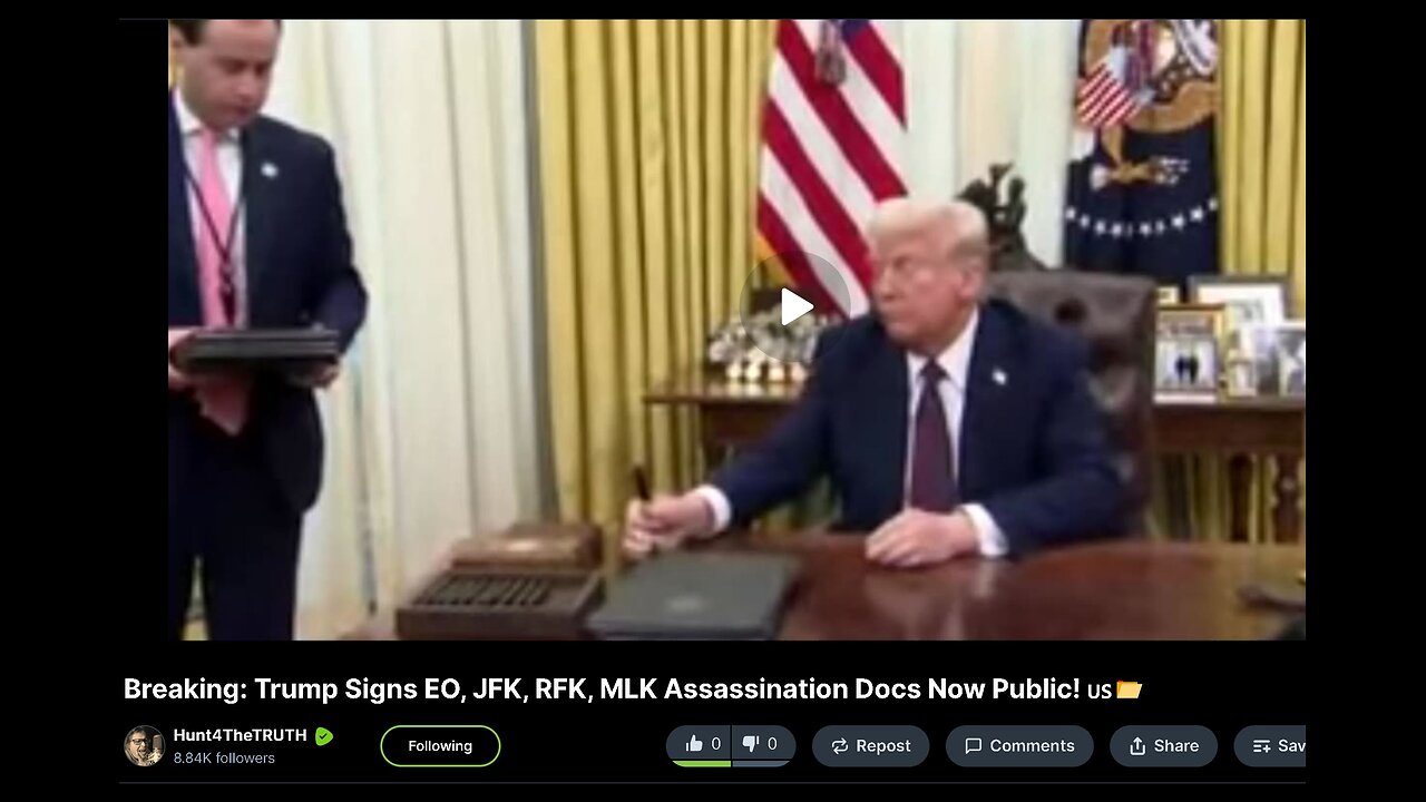 Breaking: Trump Signs EO, JFK, RFK, MLK Assassination Docs Now Public! 🇺🇸📂