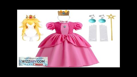 Peach Princess Cosplay Dress Girl Movie Role Playing Costume Birthday Party Stage Review