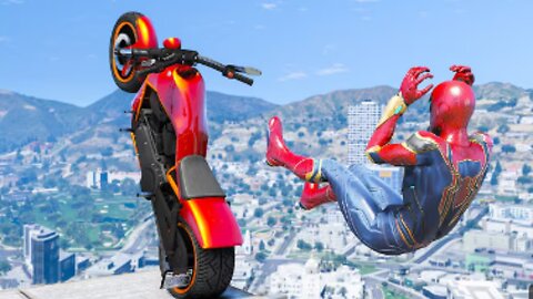 GTA 5 Spiderman Motorcycle Fails/Ragdolls (Euphoria Ragdolls)