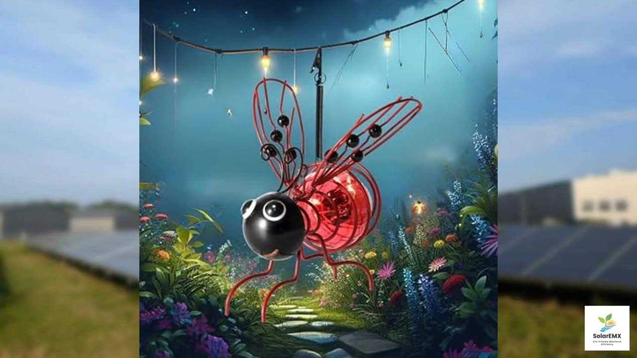 iStatue Solar-Powered Hanging Metal Ladybug Light Garden Decor