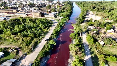 Argentine river turns blood red, causing local alarm