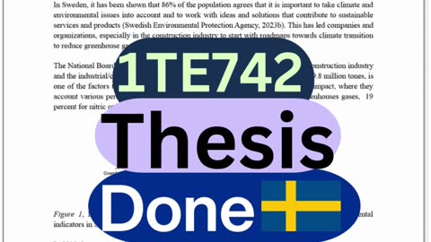 Student Work(Thesis) 1TE742 Quick Thesis Update on Industrial Sustainability |Uppsala University