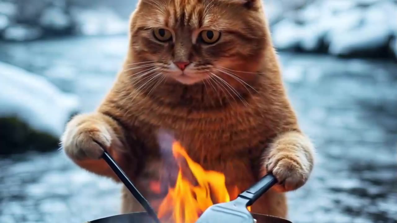 Cat cooking on the sea