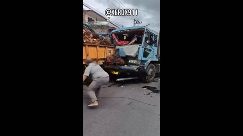 A CONCURRENT COLLISION OF CAR TRUCK EXPERIENCED BRAKE DAMAGE