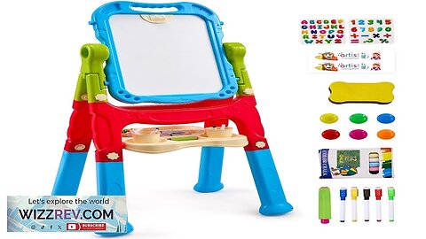 VEVOR 2-in-1 Kids Art Easel Double-Sided Magnetic Whiteboard Chalkboard Rotating Review