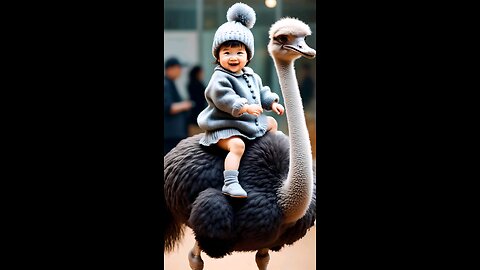 Baby with Ostrich