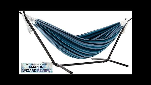 Vivere Double Cotton Hammock with Space Saving Steel Stand Blue Lagoon (450 Review