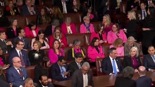 Democrat women show up in pink to Trump’s address to “protest his policies