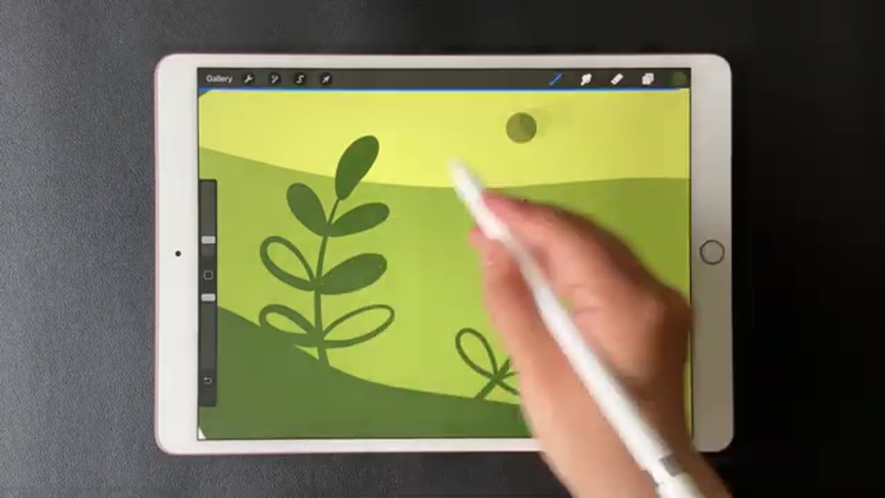 Learn to Draw this Landscape Easy Procreate Tutorial (Subtitle Instructions)