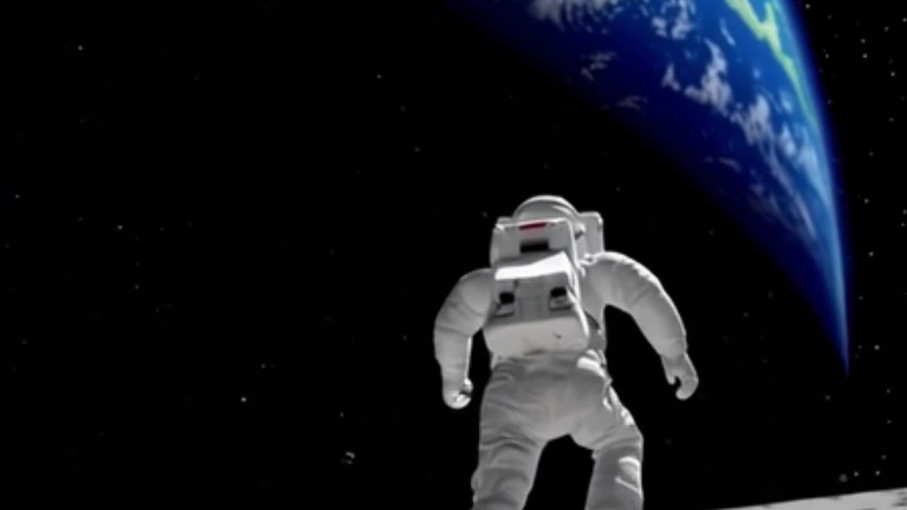 An astronaut running on the moon