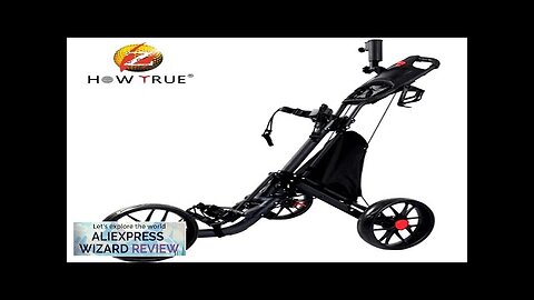 Folding Golf Trolley 3-Wheel Pull Push Cart with Storage Bag Multi-Function Panel Review