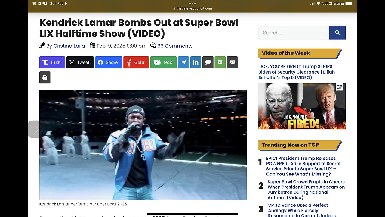 Kendrick Lamar Bombs Out at Super Bowl LIX Halftime Show (VIDEO)