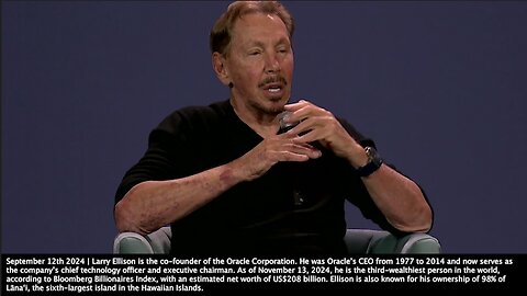 Larry Ellison | "I Had Dinner With Elon Last Night. We Are Training Grok And Grok 2 And t's Doing Well." - September 12th 2024 + "Memphis, the Capital of Ancient Egypt. Perhaps That Is Where Our New God Will Come From." - Musk