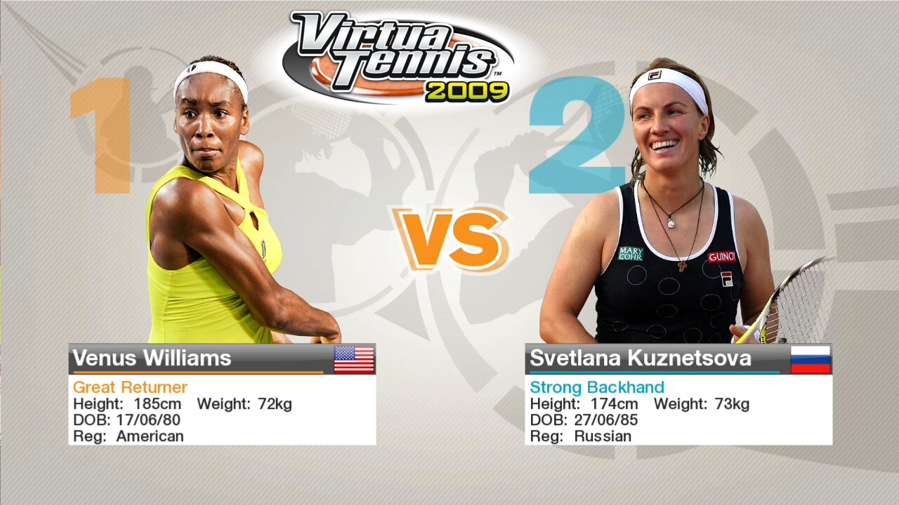 PC Virtua Tennis 2009: Venus Williams vs Svetlana Kuznetsova Gameplay