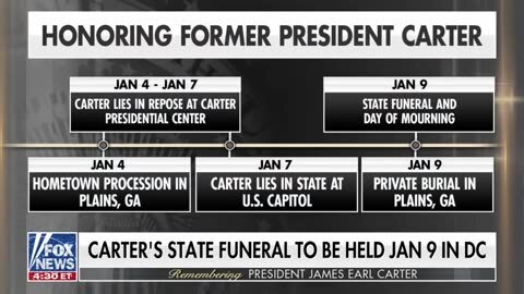 President Jimmy Carter&apos;s funeral services to begin Saturday