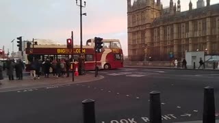 Bustling scene near Big Ben, London