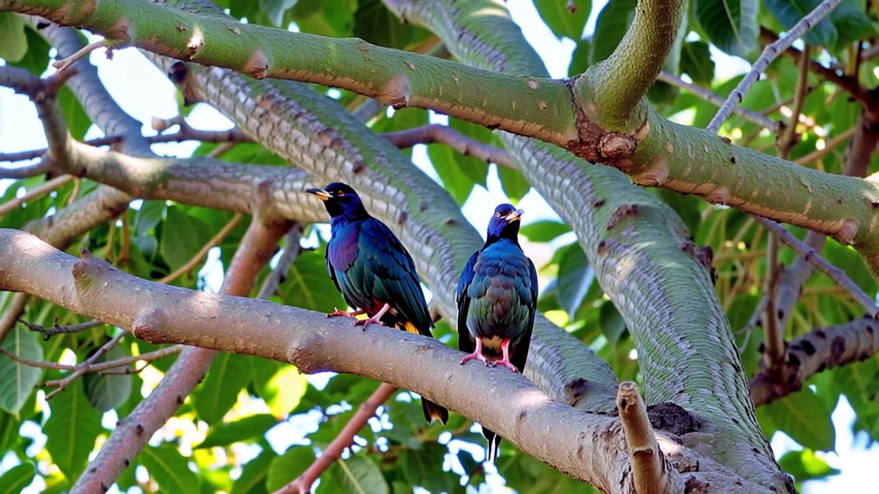 Two Birds on a tree branch.
