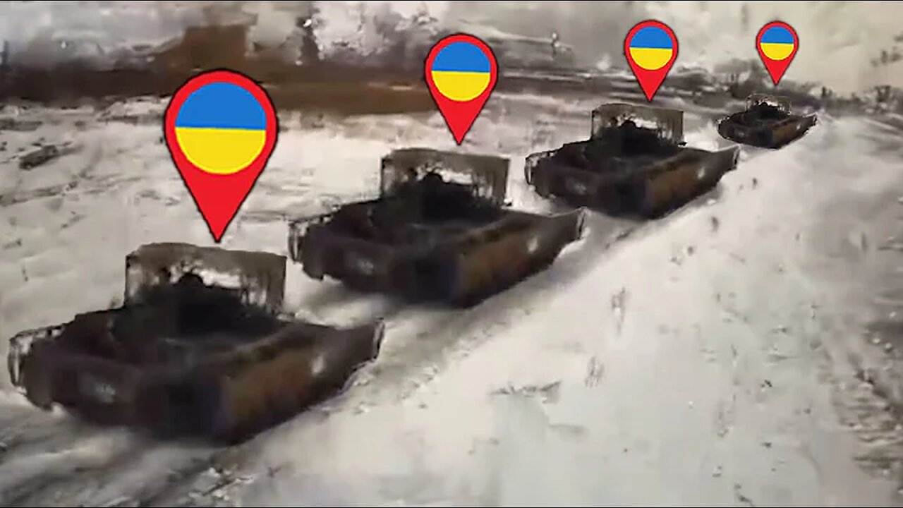 Russian Drones Brutally Destroy Huge Ukrainian Tank Convoy!