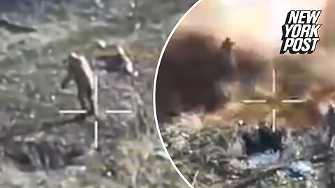 WATCH_ Russian soldier on crutches faces off with Ukrainian killer drone