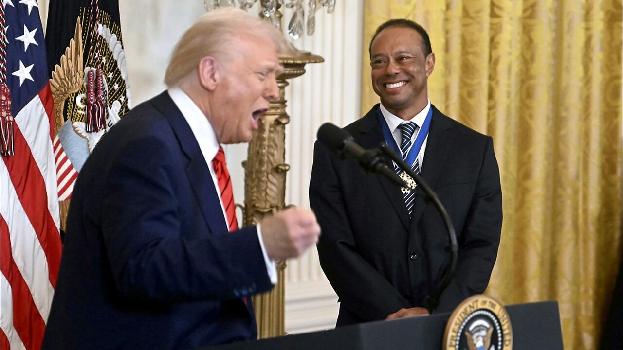 Tiger Woods joins President Trump during Black History Month event