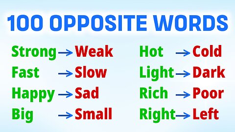 Discover 100 OPPOSITE Words for Grade 1 English!