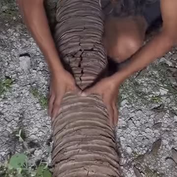 Plant crab spiders inside dry coconut tree