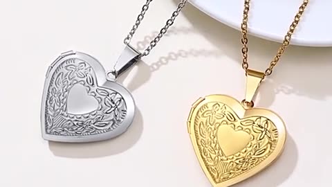 Trendy Stainless Steel Heart Locket Necklace for Women Girls-$0.99