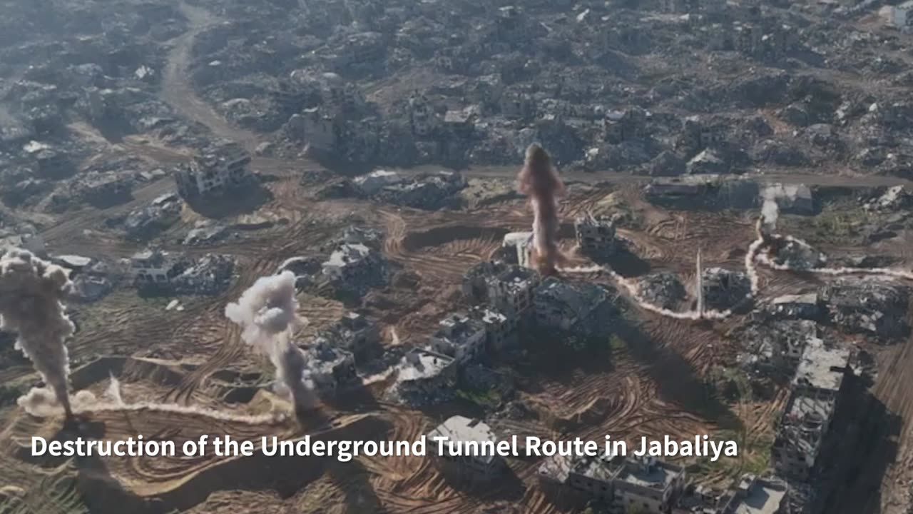 Footage of the destruction of the underground tunnel route in Jabaliya: