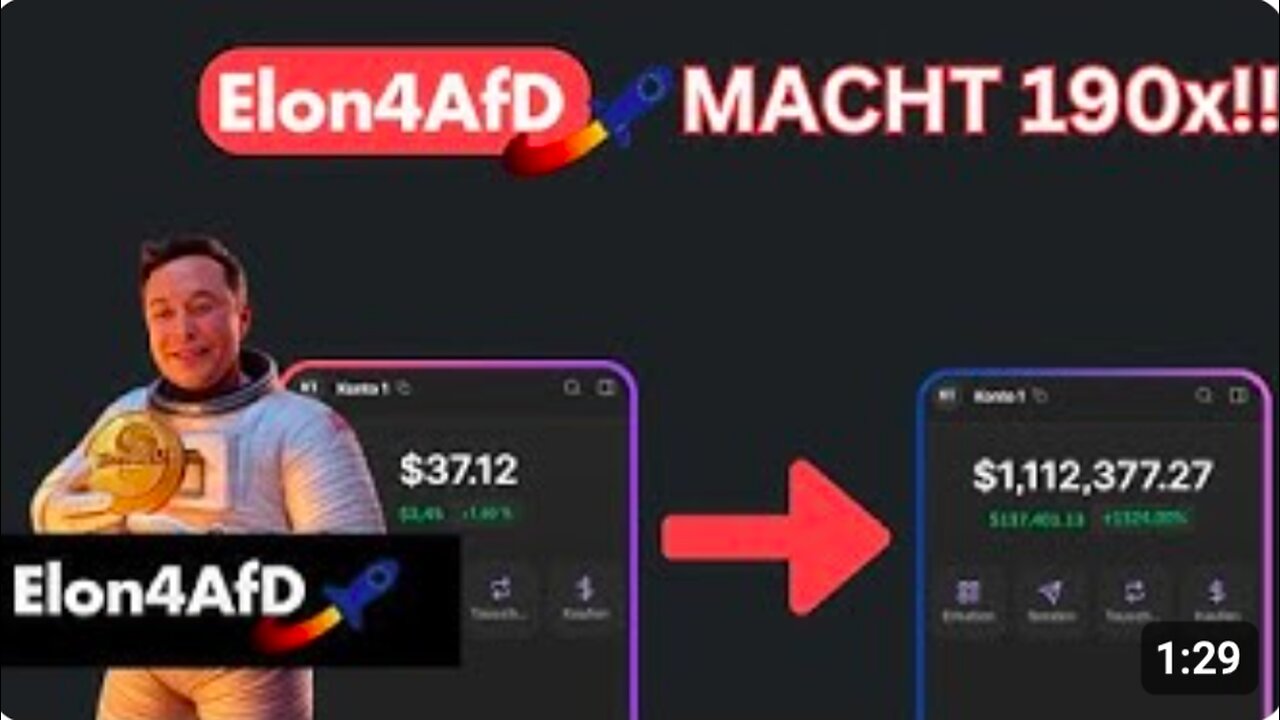 🚀 190X GAINS in EINEM MONAT?! Elon4AfD EXPLODIERT! 🤯💰Elon Musk für Alice Weidel und AfD!